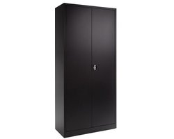 Draaideurkast, archiefkast, opbergkast, garagekast, kantoorkast extra diep. 195 x 92 x 60 cm (HxBxD) kleur zwart.