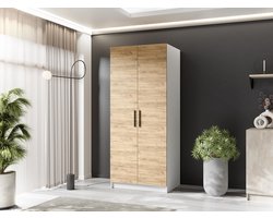 Draaideurkast - Garderobekast kledingkast - Slaapkamer hal - Praktisch opbergvak - 78x205x525cm - Wit eikenlook