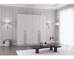 Draaideurkast Glamy 4D - Cashmere, Moderne 4-deurs kledingkast met veel opbergruimte, legplanken – ideaal voor slaapkamer, dressing of jeugd kamer, kast garderobe draaideurkast