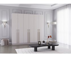 Draaideurkast Glamy 6D - Cashmere, Moderne 6-deurs kledingkast met veel opbergruimte, legplanken – ideaal voor slaapkamer, dressing of jeugd kamer, kast garderobe draaideurkast
