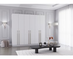 Draaideurkast Glamy 6D - Wit, Moderne 6-deurs kledingkast met veel opbergruimte, legplanken – ideaal voor slaapkamer, dressing of jeugd kamer, kast garderobe draaideurkast