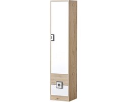 Draaideurkast - Kledingkast Opbergkast - Slaapkamer Opbergen - Met Laden En Planken - 40x190x40cm - Grijs