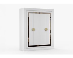 Draaideurkast LUMINE 1 - 200 cm Kledingkast Kledingkast Slaapkamer - LUMINE 1 (Wit + Goud)