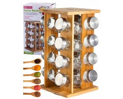 Draaiende Kruidenrek 16 Potjes Bamboe Hout Kamille