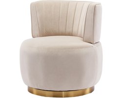 Draaifauteuil – Bureaustoel – Loungefauteuil – Swivel Chair – Fauteuil Beige – 360° Rotatie – Fluweelzachte Bekleding
