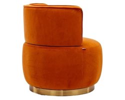 Draaifauteuil – Draaistoel – Fauteuil – Loungestoel – Relaxfauteuil – 360° Draaibaar – Zachte Velvet Bekleding – Stevige Ronde Constructie – Oranje