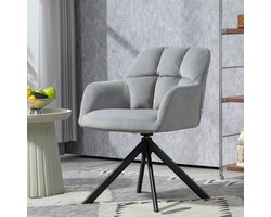 Draaifauteuil – Draaistoel – Fauteuil – Relaxstoel – Loungestoel – 360° Draaibaar – Stevige Metalen Poten – Comfortabele Grijze Stof