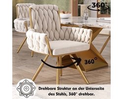 Draaifauteuil – Fauteuil – Draaistoel – Loungestoel – Relaxstoel – Moderne Velvet Stof – 360° Draaibaar Met Handmatige Kantelfunctie – Stevig Metalen Gouden Poten & Gemakkelijk Schoon Te Maken