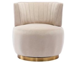 Draaifauteuil – Fauteuil – Lounge Stoel – Bureaustoel – Relaxstoel – Beige Velvet Bekleding – 360° Draaifunctie – Stevige Constructie
