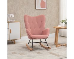 Draaifauteuil – Fauteuil – Lounge Stoel – Relaxstoel – Draaistoel – Diamond Quilting – Houten Slede – Fluweel Look – Max Belastbaar 150 kg – Roze