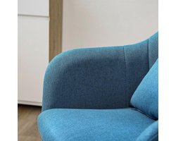 Draaifauteuil – Fauteuil – Lounge Stoel – Relaxstoel – Draaistoel – Lichtblauw – Stof met Linnenstructuur – Met Metalen Frame – Handmatig Draaibaar Zonder Elektriciteit