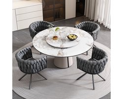 Draaifauteuil – Fauteuil – Lounge Stoel – Zithoek Stoel – Bureau Stoel – Velvet Bekleding – Metalen Onderstel – 360° Draaibaar – Max. 150 kg Belastbaar - Grijs