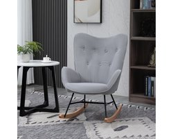 Draaifauteuil – Fauteuil – Loungestoel – Relaxstoel – Schommelstoel – Fluwelen stof – Houten sledeloper – Maximale draagkracht 150 kg – Lichtgrijs