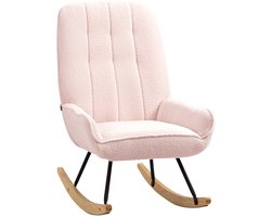 Draaifauteuil – Fauteuil – Relaxstoel – Lounge Stoel – Zachte Roze Fleece Bekleding – Rubberhouten Sleden – Max 150 kg Draagvermogen – Comfortabel Draaimechanisme