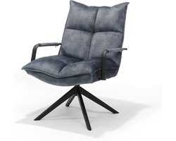 Draaifauteuil Floris - Velvet - Blauw - 360 graden draaibaar