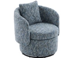 Draaifauteuil – Loungefauteuil – Relaxstoel – Draaistoel – Clubfauteuil – Chenille Bekleding – Pluche Kussen – Handmatige Draaifunctie – Compact Design