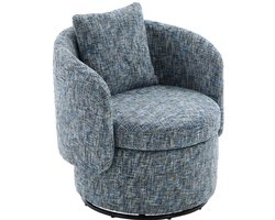 Draaifauteuil – Loungefauteuil – Relaxstoel – Draaistoel – Clubfauteuil – Chenille Bekleding – Pluche Kussen – Handmatige Draaifunctie – Compact Design