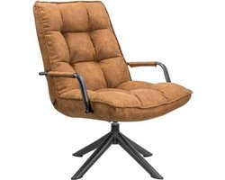 Draaifauteuil met Armleuning - Fauteuil - Fauteuils - Draaistoel - Stof - Bruin - 72 x 80 x 88 cm