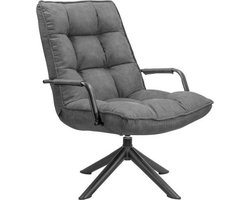 Draaifauteuil met Armleuning - Fauteuil - Fauteuils - Draaistoel - Stof - Grijs - 72 x 80 x 88 cm