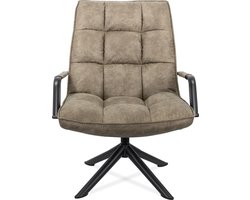Draaifauteuil met Armleuning - Stof - Metaal - Fauteuil Stoel - Taupe - 100 cm hoog