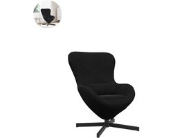 Draaifauteuil - Relaxzetel - Relaxstoel - Relaxfauteuil - Stoel - Met armleuning - Voor één Persoon - Fluweel - Zwart