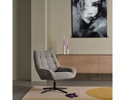 Draaifauteuil Vrijhoeve - Stof - Grijs - 73x88x82 cm (BxHxD)