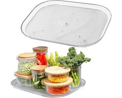Draaiplateau, koelkast, transparant, 40 x 30 cm, koelkast, draaiplateau, organizer, rechthoekig, keukenorganizer, draaibaar kruidenrek, draaibaar voor koelkast