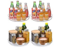 Draaiplateau set van 4 stuks - Transparante keukenorganizers voor koelkast en kast