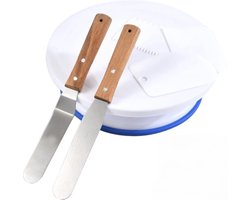 Draaiplateau taart – Draaibaar Taartplateau set – Draaitafel – Taart schraper set - Cake decoratie set - Taart bakken accessoires set - Taart bak set - ixen