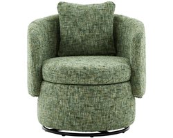 Draaistoel, 360° draaibare accentstoel met verborgen opbergruimte en vol rugkussen, moderne fauteuil voor woonkamer, slaapkamer, hoek, leeshoek (Groen)