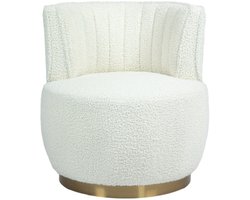 Draaistoel 62,5x62x69,5cm Bankstoel Stoel Wit Teddy 360 Graden Draai Functie Comfortabele Rugleuning Solide Structuur Rond Emmerstoel Voor Woonkamer Slaapkamer Werkkamer