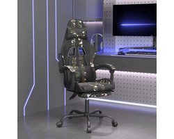 Draaistoel Bureaustoel - Comfortabele Stoel - Ontspannen Zitten - Met Verstelbare Voetensteun - Tot 131 cm Hoog - Zwart Camouflage