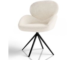 Draaistoel / Eetkamerstoel Albano - Incl. Draaifunctie - Bouclé Stof - Crème - Set van 1