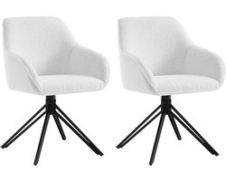 Draaistoel – Eetkamerstoel – Bureaustoel – Relaxstoel – Zachte Bouclé Bekleding – 360° Draaibaar – Metalen Poten