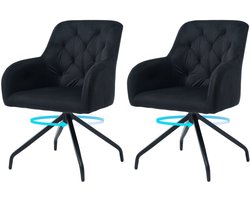 Draaistoel – Eetkamerstoel – Bureaustoel – Stoel – Kuipstoel – Set Van 2 – Velvet Bekleding – 360° Draaibaar Met Metalen Frame