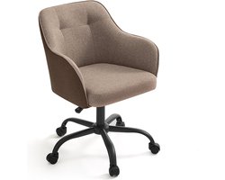 Draaistoel - Loungestoel - Verrijdbare zitting - Ergonomisch ontwerp - 69 x 65 x 83-93cm - Stalen frame - Multiplex - Schuimvulling