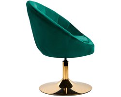 Draaistoel LUX groen fluweel - salonstoel - decor - visagie stoel - kapper stoel - fluweel - gouden stoel - bureaustoel