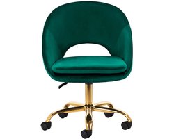 Draaistoel LUX groen fluweel - salonstoel - decor - visagie stoel - kapper stoel - fluweel - gouden stoel - bureaustoel - draaibaar