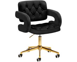 Draaistoel LUX zwart fluweel - luxe stoel - salonstoel - decor - visagie stoel - kapper stoel - fluweel - gouden stoel - draaibaar
