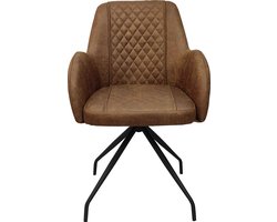 Draaistoel Miller microleder Cognac bruin 180 graden draaibaar