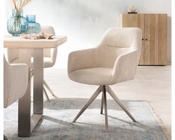 Draaistoel Pejo-Flex kruisframe hoekig roestvrij staal cord beige 180°