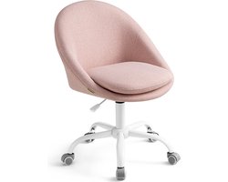 Draaistoel - Roze - Comfortabele zitting - Ergonomisch ontwerp - Stalen frame - Katoen-linnenmix - 60cm x 60cm x (80-90cm)