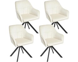 Draaistoel voor Eetkamer - Set van 4 Stuks - Fluwelen Groene Stoelen met Armleuningen - Draaibaar en Metalen Poten