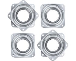 Draaitafellagers - 4 stuks - 71 * 8 mm - Draaiplateau - Draaikrans - Vierkante - Zilver - Metaal - Kogellagers - Draaibaar 360 graden - Geschikt voor vitrinekasten, boekenkasten, kledingkast, sieradendoos en tafel