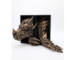Draak Boekensteunen Hoofd & Staart - Fantasydraak Boekensteunen - Goud
