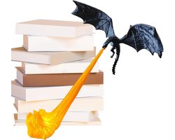 Draken Boekensteunen - Mythische Decoratie - Boeken Organiseren - Gedetailleerd Diorama - 10x10x10 Millimeter - Rode Vlam