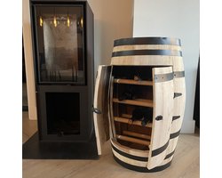 Drank kast Chardonnay - 110 liter Wijnvat - Ruimte voor 18 flessen - Wijnrek - Onbehandeld - Zwarte stalen banden