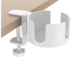 Drankfleshouder, 1-delige verwijderbare bekerhouder voor op het bureau, clip voor bekerhouder op het bureau, koffiebekerhouder voor op het bureau, clip voor flessenhouder voor thuis en op kantoor, wit