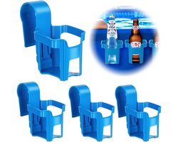 Drankhouders voor zwembad, 4 stuks, kunststof, multifunctionele zwembadbekerhouder, bekerhouder, zwembadside drankhouder, zonder morsen, blauw