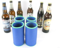 Drankkoeler Set - Fleskoeler Neopreen - Dranken Koel Houden - 5-6mm Dik Neopreen - 4 Stuks 0.5L - Blauw